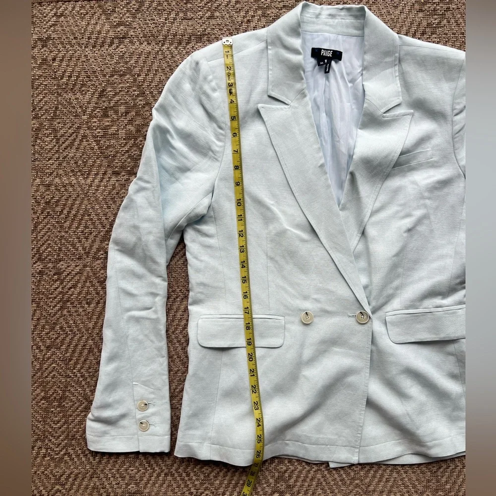 NWOT Paige Denim Women's Light Blue Linen Dawson Double-Breasted Blazer Jacket - Picture 8 of 11